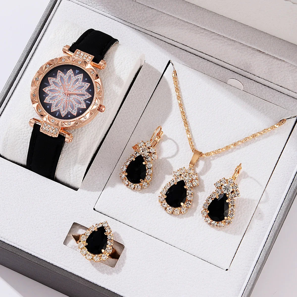 5pcs/set Watch Accessories Necklaces Earrings Rings Ladies' Business Commuting Daily Leisure Light Luxury Temperament Jewelry