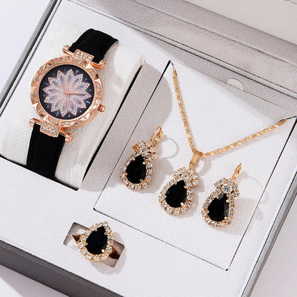 5pcs/set Watch Accessories Necklaces Earrings Rings Ladies' Business Commuting Daily Leisure Light Luxury Temperament Jewelry