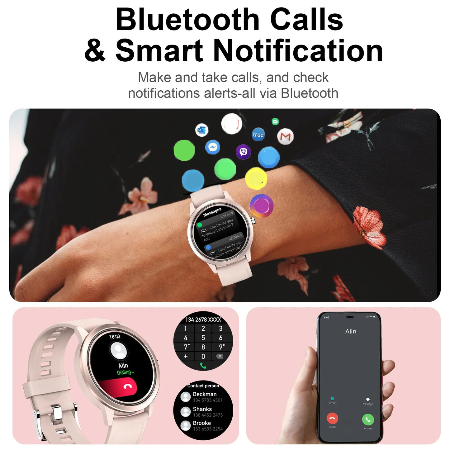 EIGIIS New Smart Watch 1.32"Sports for Men Women Fitness Tracker with Heart Rate/Sleep Monitor/Pedometer Waterproof Smart Watch