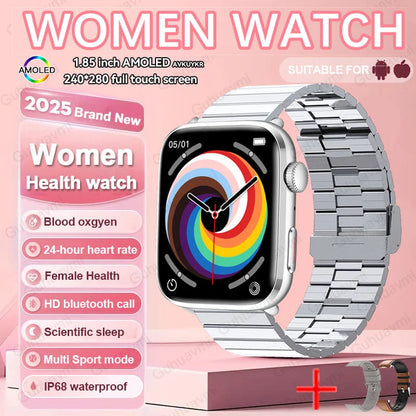 2025 NFC Women’s Smartwatch — 1.85 AMOLED BP & HR BT Call