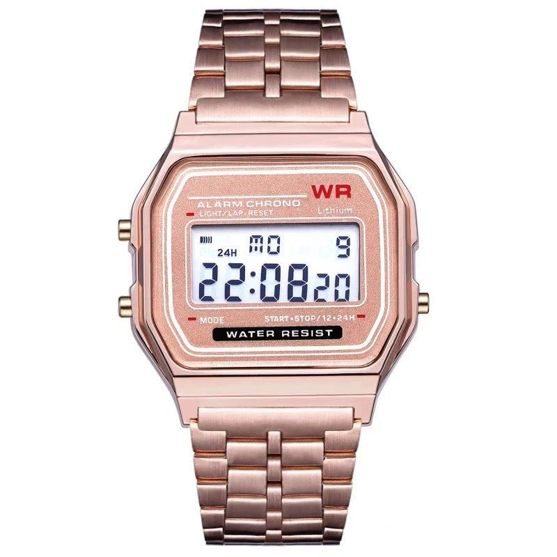 F91W Non-Waterproof Steel Band Watch For Women, Men,
