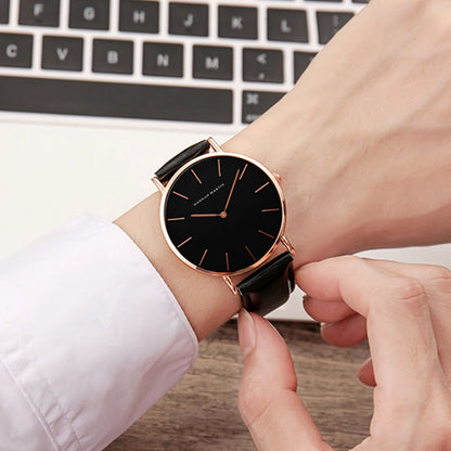 HANNAH MARTIN Men's Leather Watch Original Quartz Movement Business Sports 40mm TK Fashion Watch for Men
