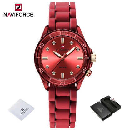 NAVIFORCE  Lightweight Silicone Clock  Women's Quartz Watches Elegant Waterproof Night Light Girls' Business Fashion Wrist Watch