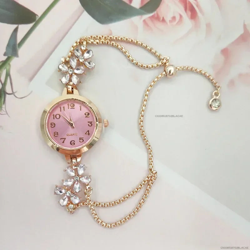 Women's Fashion Light Luxury Quartz Bracelet Watch Waterproof Premium Exquisite Violet Crystal Female's Watches