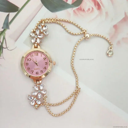 Women's Fashion Light Luxury Quartz Bracelet Watch Waterproof Premium Exquisite Violet Crystal Female's Watches