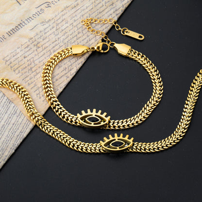 LUXUKISSKIDS Fashion Cubic Love Heart Necklace Earrings Bracelets Stainless Steel Minimalist Jewelry Set Women/Girls Accesories