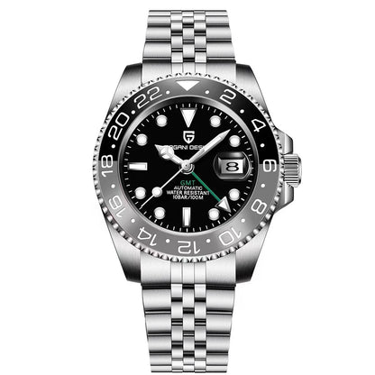 2024 New PAGANI DESIGN Luxury Men Mechanical Watches Stainless Steel GMT Watch Top Brand Sapphire Glass