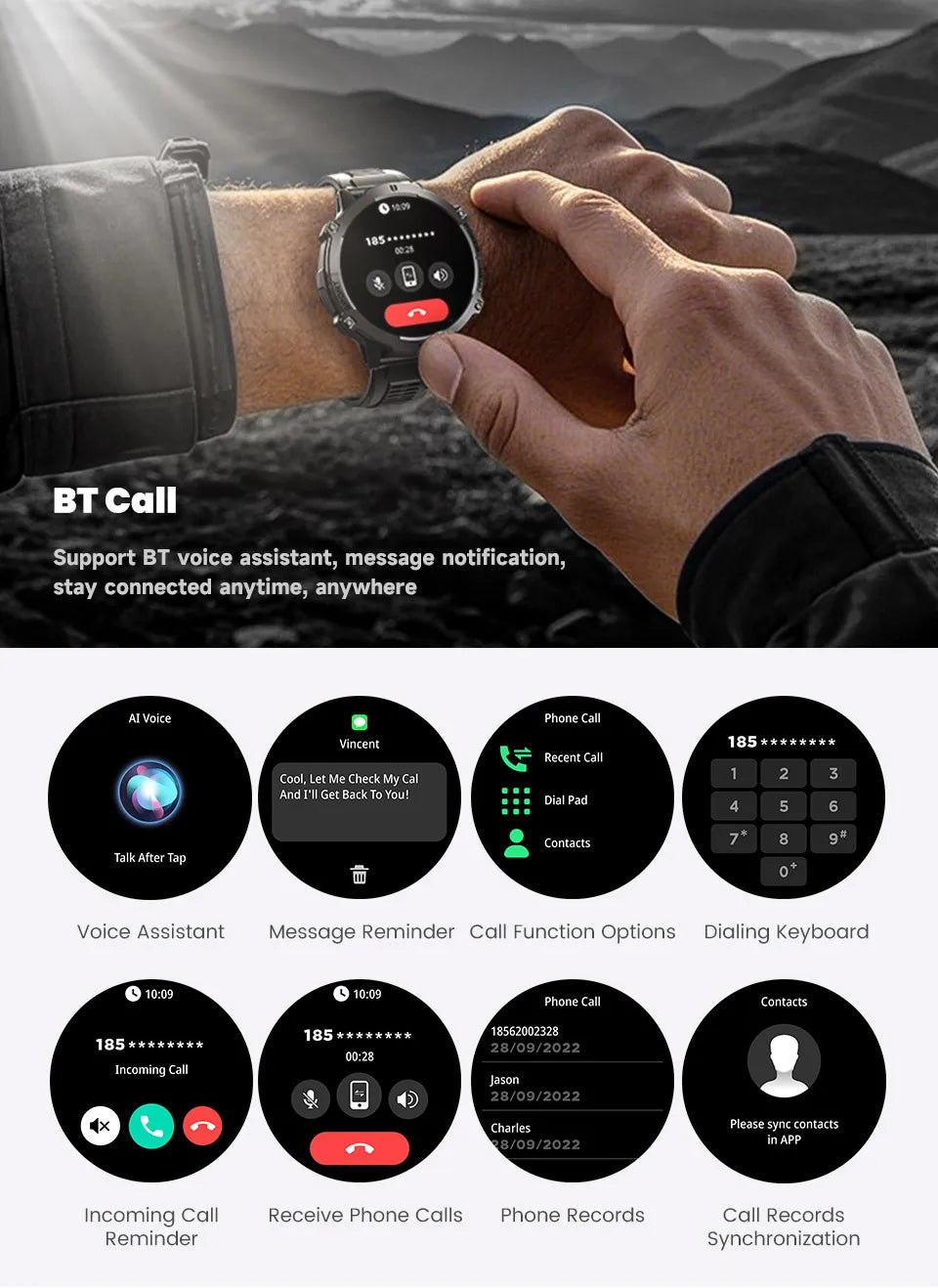 2025 Men’s Tactical Smart Watch