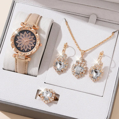 5pcs/set Watch Accessories Necklaces Earrings Rings Ladies' Business Commuting Daily Leisure Light Luxury Temperament Jewelry