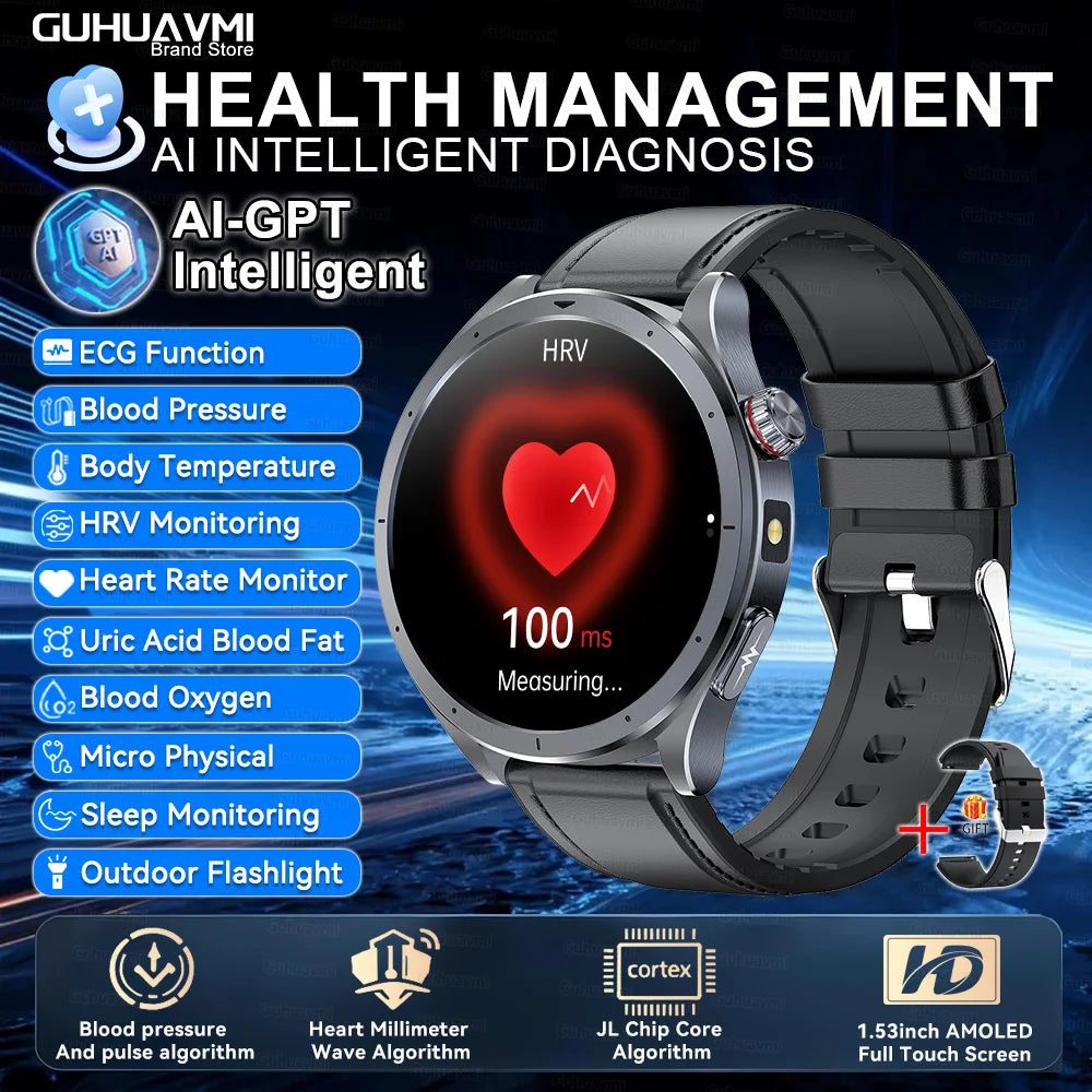 2025 AI Health Smartwatch Body Fat ECG PPG BP SpO₂
