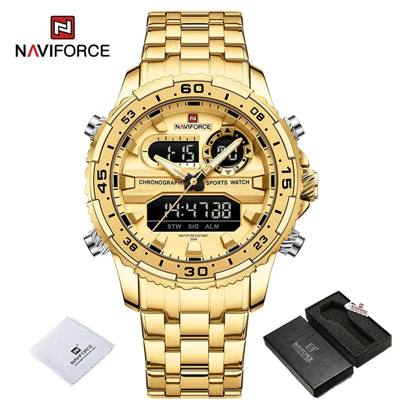 NAVIFORCE NF9234 Original Trend Brand LCD Display Analog Digital Quartz Man Luminous Wristwatch