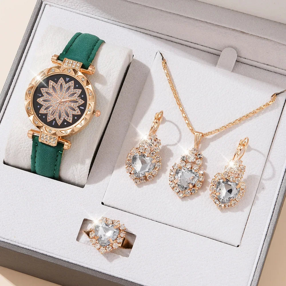 5pcs/set Watch Accessories Necklaces Earrings Rings Ladies' Business Commuting Daily Leisure Light Luxury Temperament Jewelry