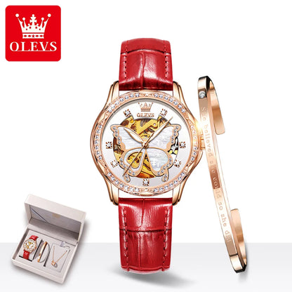 OLEVS 6622 Women's Watch Butterfly Dial Luxury Waterproof Mechanical Watch For Women Automatic Wristwatch