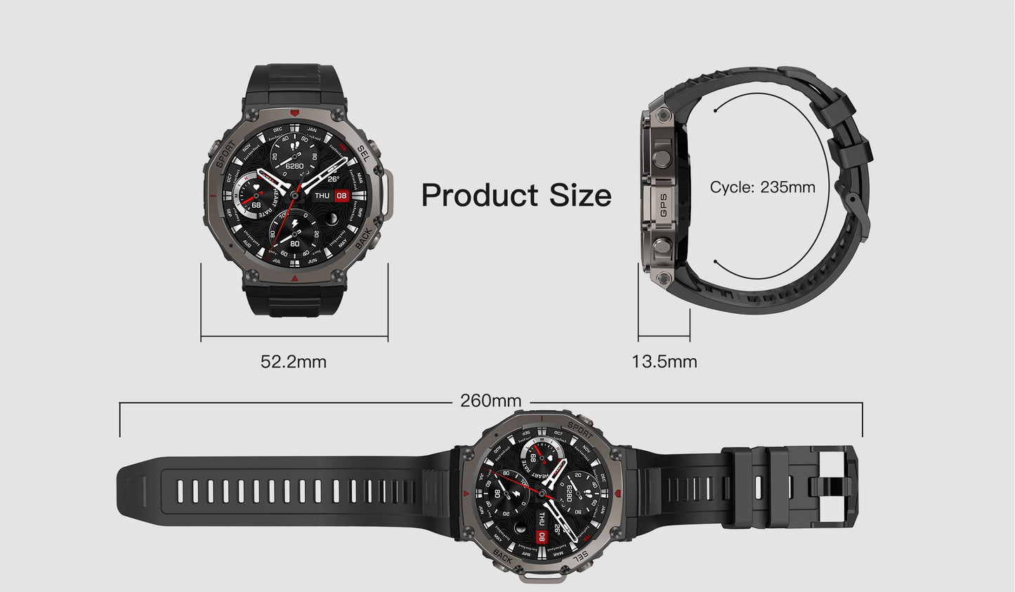 2025 New Military Bluetooth Call Smart Watch Built-in GPS Compass Barometric Altimeter 10ATM Waterproof Sports Smartwatches Men