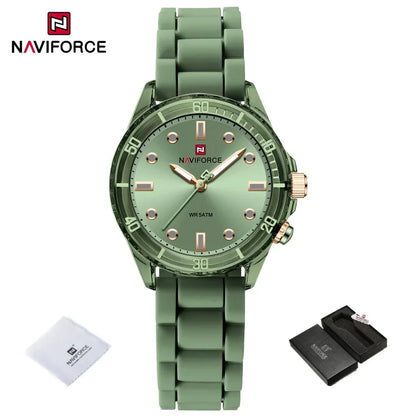 NAVIFORCE  Lightweight Silicone Clock  Women's Quartz Watches Elegant Waterproof Night Light Girls' Business Fashion Wrist Watch