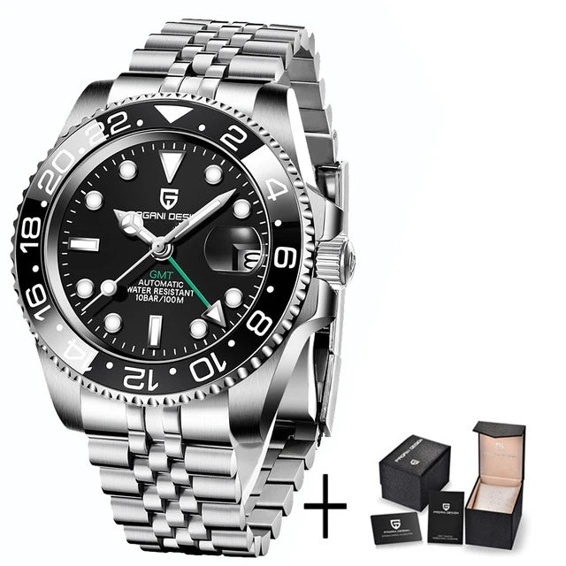 2024 New PAGANI DESIGN Luxury Men Mechanical Watches Stainless Steel GMT Watch Top Brand Sapphire Glass
