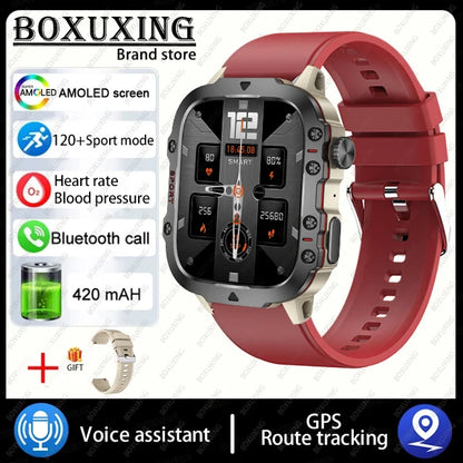 2024 New Rugged Military GPS Smart Watch Men AMOLED HD Screen Heart Rate Bluetooth Call Waterproof Outdoor SmartWatch For Xiaomi