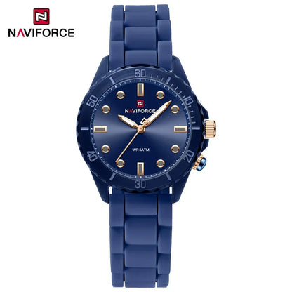 NAVIFORCE  Lightweight Silicone Clock  Women's Quartz Watches Elegant Waterproof Night Light Girls' Business Fashion Wrist Watch
