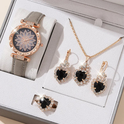 5pcs/set Watch Accessories Necklaces Earrings Rings Ladies' Business Commuting Daily Leisure Light Luxury Temperament Jewelry