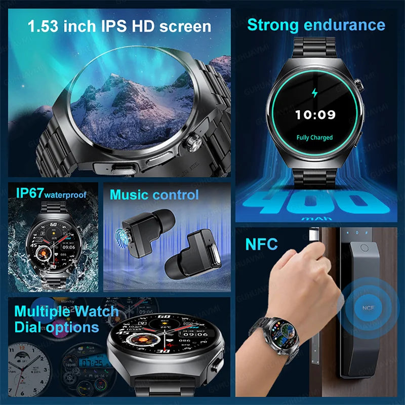 2in1 Smartwatch TWS Earbuds HR & SpO Bluetooth