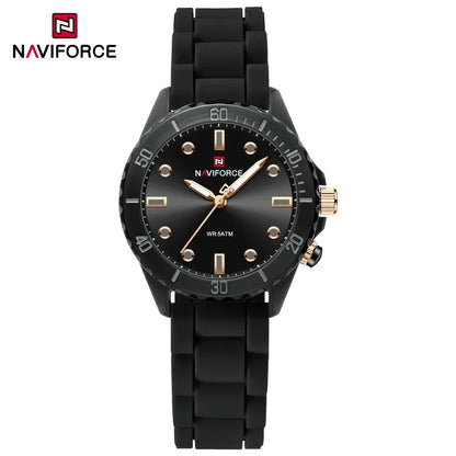 NAVIFORCE  Lightweight Silicone Clock  Women's Quartz Watches Elegant Waterproof Night Light Girls' Business Fashion Wrist Watch