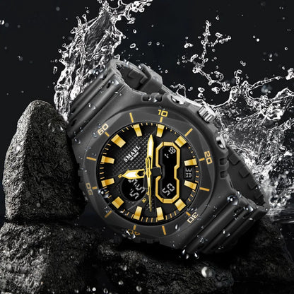 SMAEL Sports Watches 50M Waterproof Dual Time Display Couples Watches Men 8120 White Watches Digital Electronic Wristwatches LED
