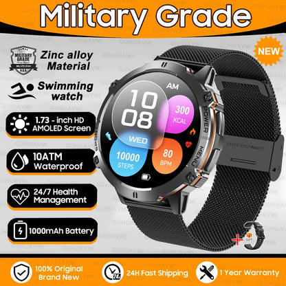 Outdoor Military Smartwatch — 1.73 AMOLED 10 ATM 1000 mAh