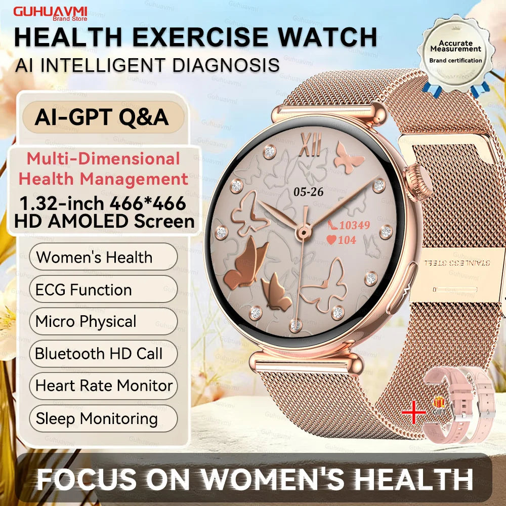 Slim Womens Health Smartwatch ECG with BP AMOLED Call Support