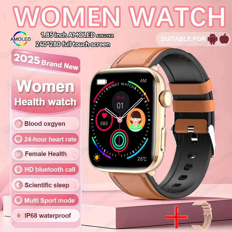 2025 NFC Women’s Smartwatch — 1.85 AMOLED BP & HR BT Call