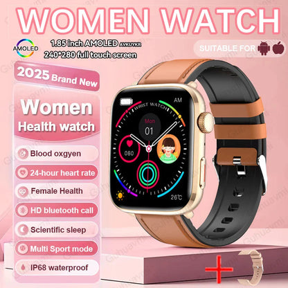 2025 NFC Women’s Smartwatch — 1.85 AMOLED BP & HR BT Call