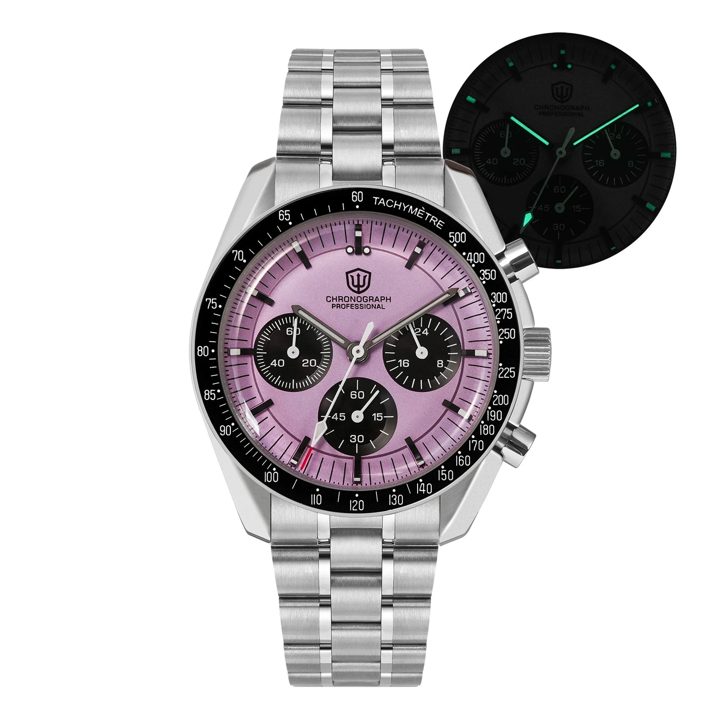 Watchdives WD1863 Chronograph Watch VK63 Quartz Movement Bubble Sapphire Crystal 10Bar Waterproof Luminous 39mm Vintage Watches
