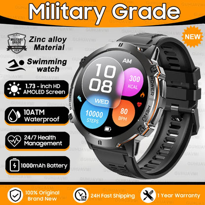Outdoor Military Smartwatch — 1.73 AMOLED 10 ATM 1000 mAh