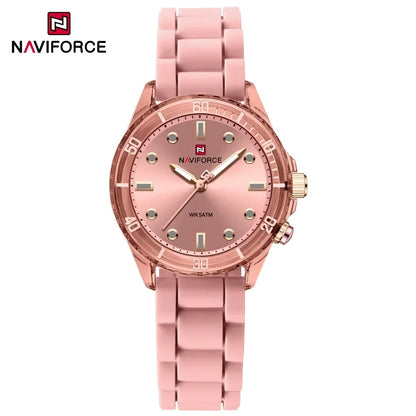 NAVIFORCE  Lightweight Silicone Clock  Women's Quartz Watches Elegant Waterproof Night Light Girls' Business Fashion Wrist Watch