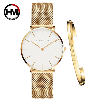 Urban Gear Full Rose Gold  Watch Japan Quartz Creative Design Waterproof Stainless Steel Mesh
