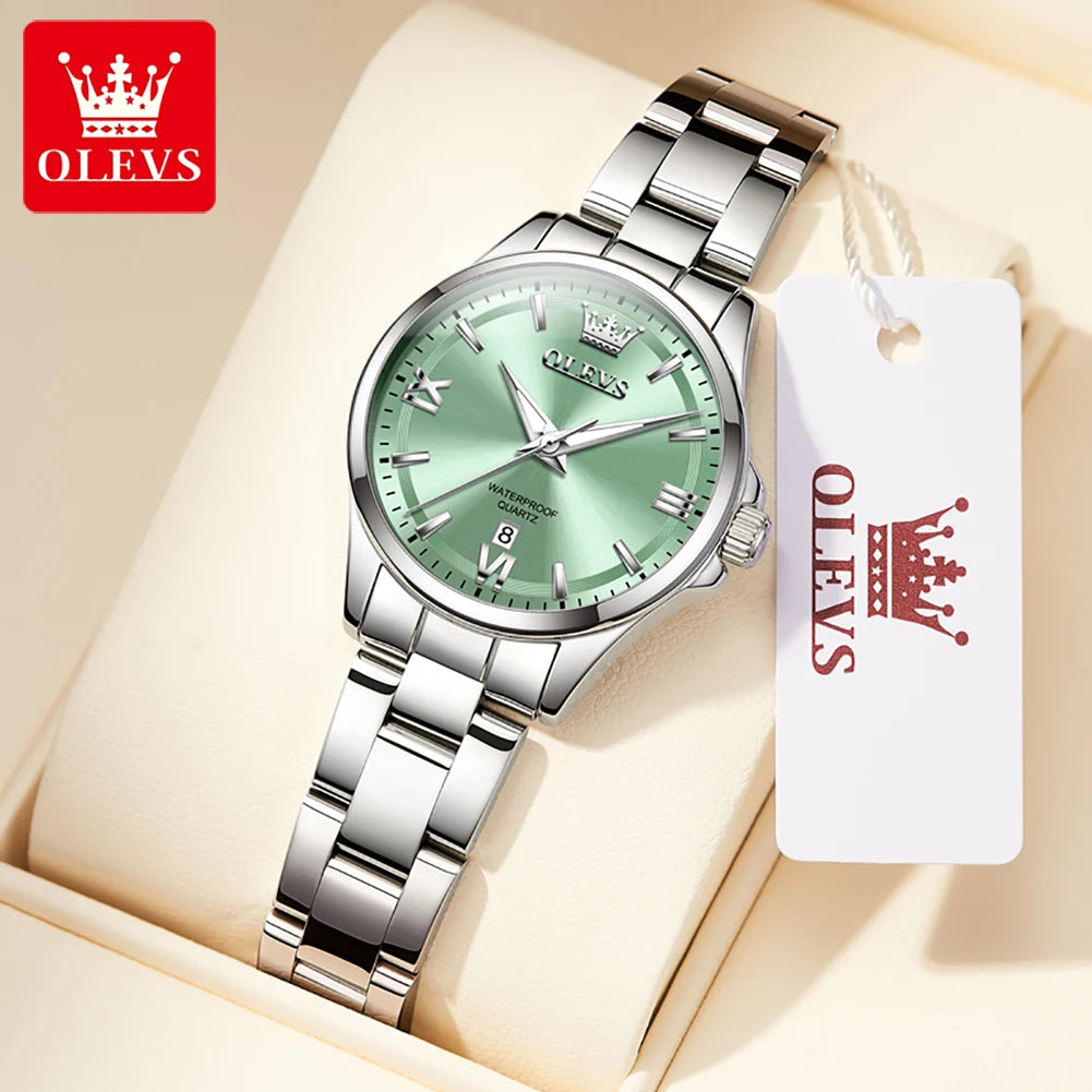 OLEVS Fashion Elegant Women's Watches Waterproof Luminous Stainless steel Quartz Watch for Ladies Original Simple Wristwatch