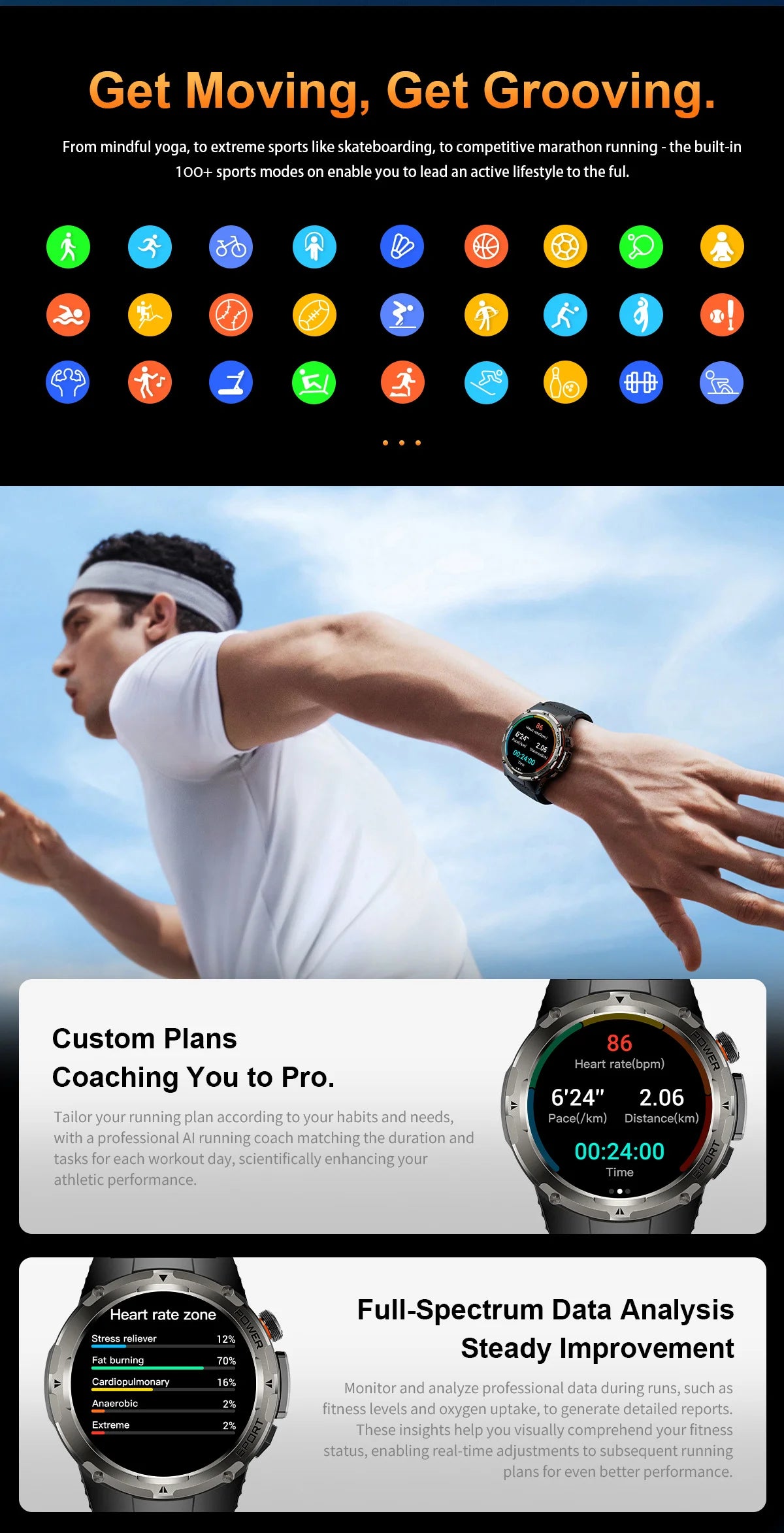 2025 New T-Rex 3 GPS Track Smart Watch Men 3ATM Waterproof UV Infrared 1.39-inch NFC Bluetooth Call Heart Rate Sport Smart Watch