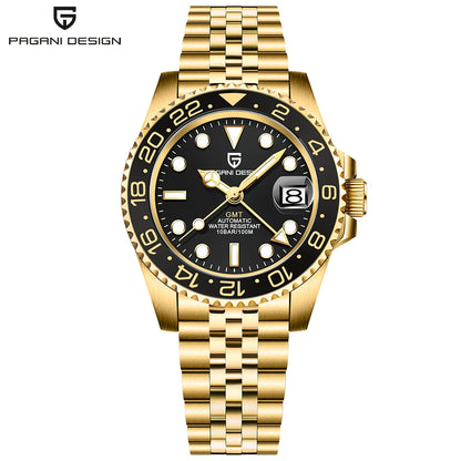 2024 New PAGANI DESIGN Luxury Men Mechanical Watches Stainless Steel GMT Watch Top Brand Sapphire Glass