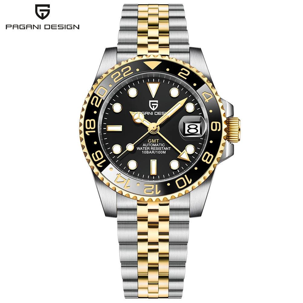 2024 New PAGANI DESIGN Luxury Men Mechanical Watches Stainless Steel GMT Watch Top Brand Sapphire Glass