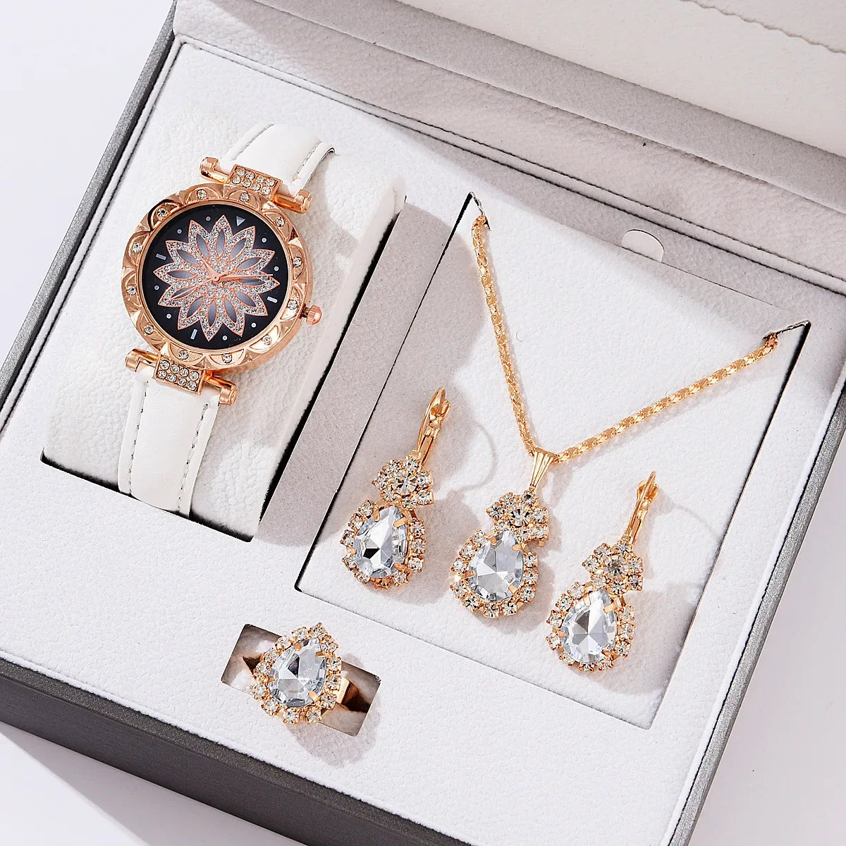 5pcs/set Watch Accessories Necklaces Earrings Rings Ladies' Business Commuting Daily Leisure Light Luxury Temperament Jewelry
