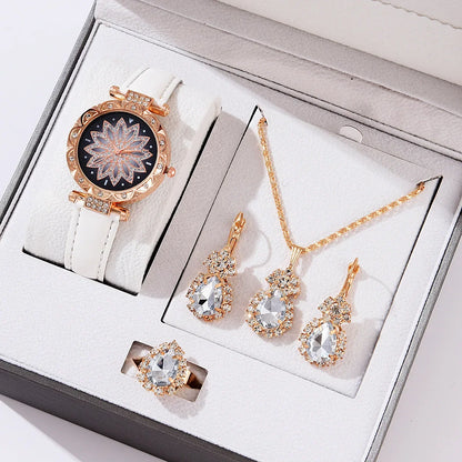 5pcs/set Watch Accessories Necklaces Earrings Rings Ladies' Business Commuting Daily Leisure Light Luxury Temperament Jewelry
