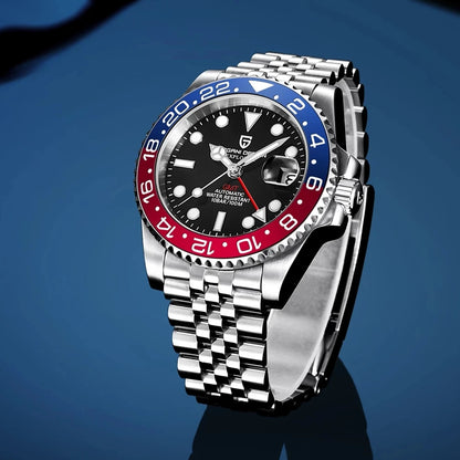 2024 New PAGANI DESIGN Luxury Men Mechanical Watches Stainless Steel GMT Watch Top Brand Sapphire Glass