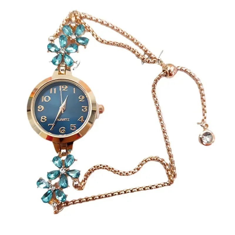 Women's Fashion Light Luxury Quartz Bracelet Watch Waterproof Premium Exquisite Violet Crystal Female's Watches