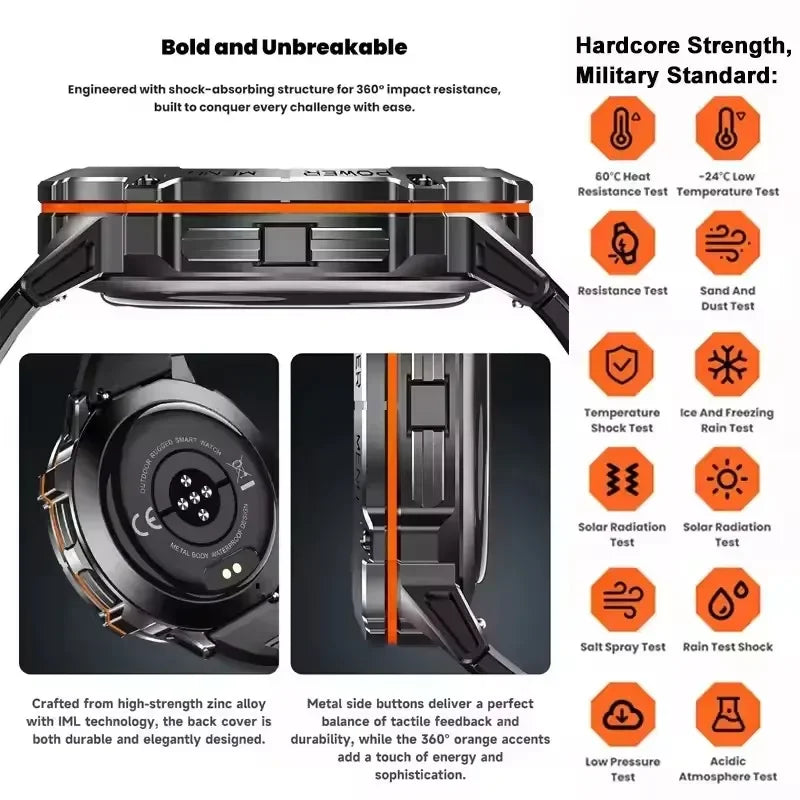 X3 Rugged Outdoor Smartwatch — 1000 mAh