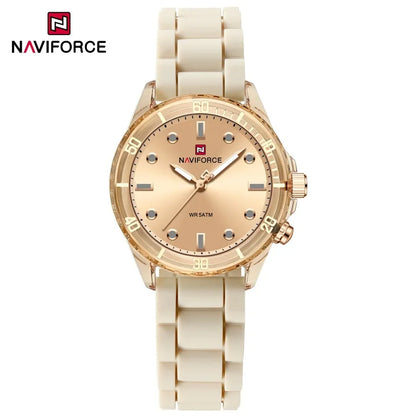 NAVIFORCE  Lightweight Silicone Clock  Women's Quartz Watches Elegant Waterproof Night Light Girls' Business Fashion Wrist Watch