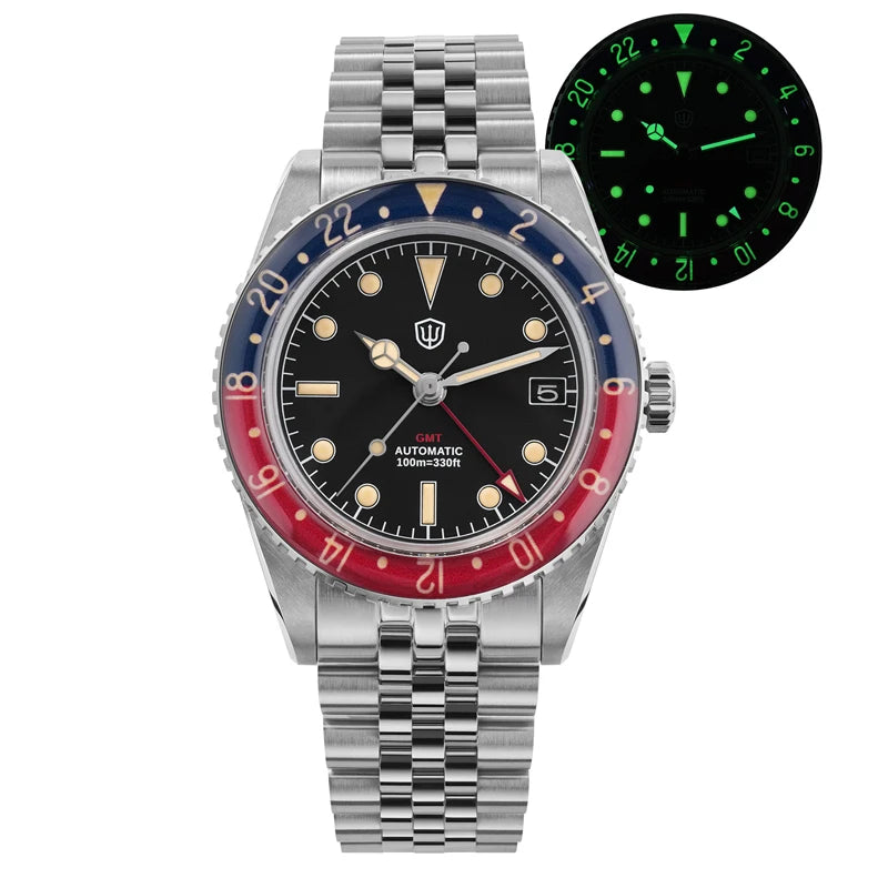 Watchdives WD6542 Watch NH34 Mechanical Movement Bubble Domed Sapphire Crystal BGW9 Luminous 10Bar