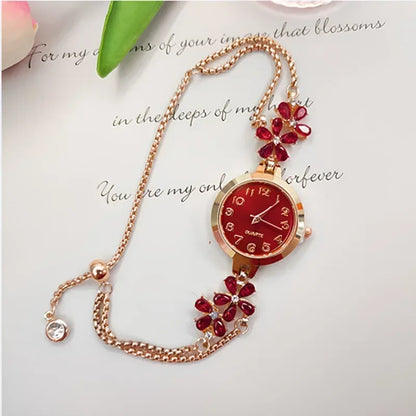 Women's Fashion Light Luxury Quartz Bracelet Watch Waterproof Premium Exquisite Violet Crystal Female's Watches