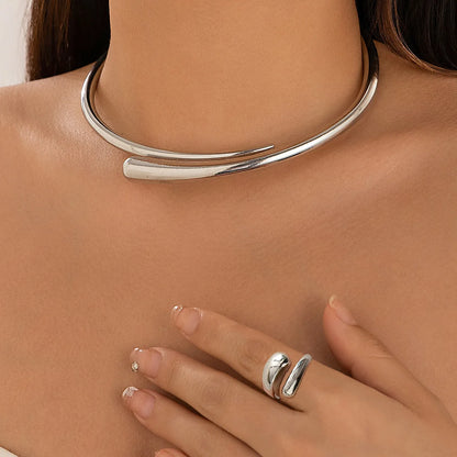 KMVEXO Irregular Water Drop Open Torques Choker Necklace Bracelet Set Women Adjustable Collar Necklaces Goth Grunge Jewelry Sets