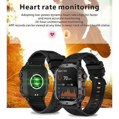 2024 New Rugged Military GPS Smart Watch Men AMOLED HD Screen Heart Rate Bluetooth Call Waterproof Outdoor SmartWatch For Xiaomi