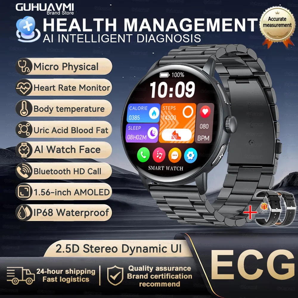 2025 AI Health Smartwatch — Body Fat ECG + PPG BP SpO