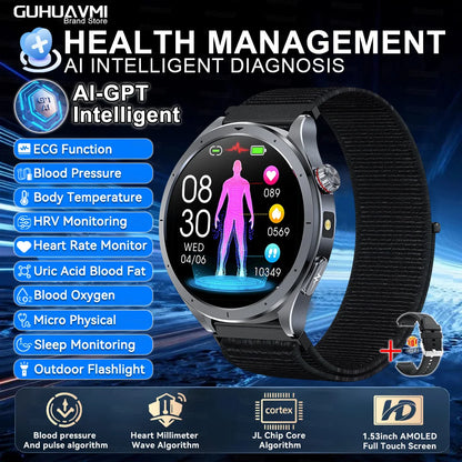 2025 AI Health Smartwatch Body Fat ECG PPG BP SpO₂